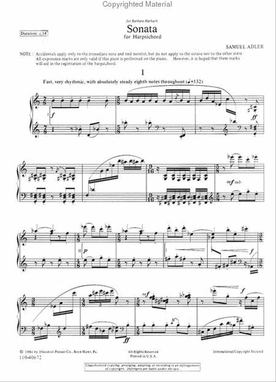 Sonata For Harpsichord Chamber Music scores gallery preview page 2