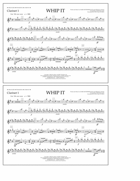 Whip It - Clarinet 1