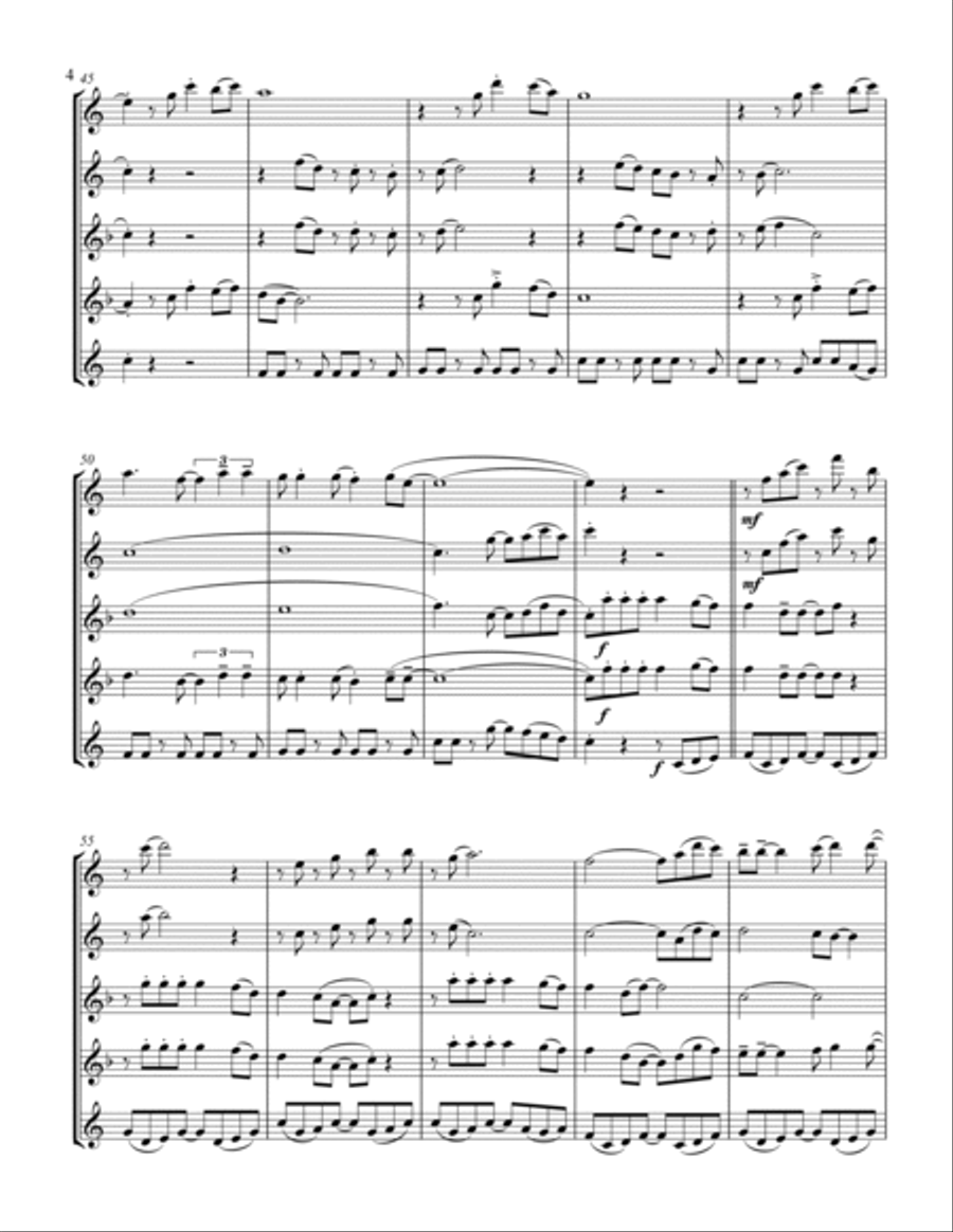 Feliz Navidad Saxophone Quintet scores gallery preview page 5