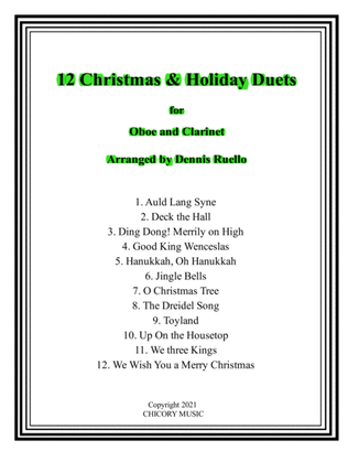 Book cover for 12 Christmas & Holiday Duets for Oboe and Clarinet