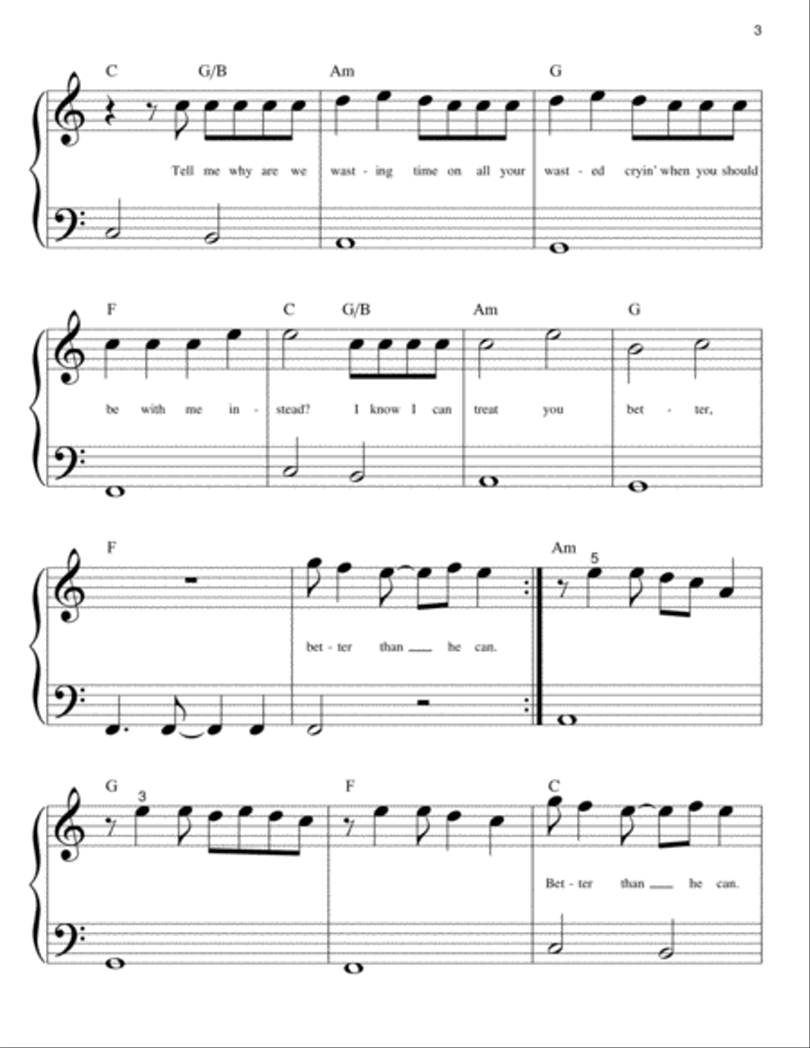 Treat You Better Easy Piano scores gallery preview page 3