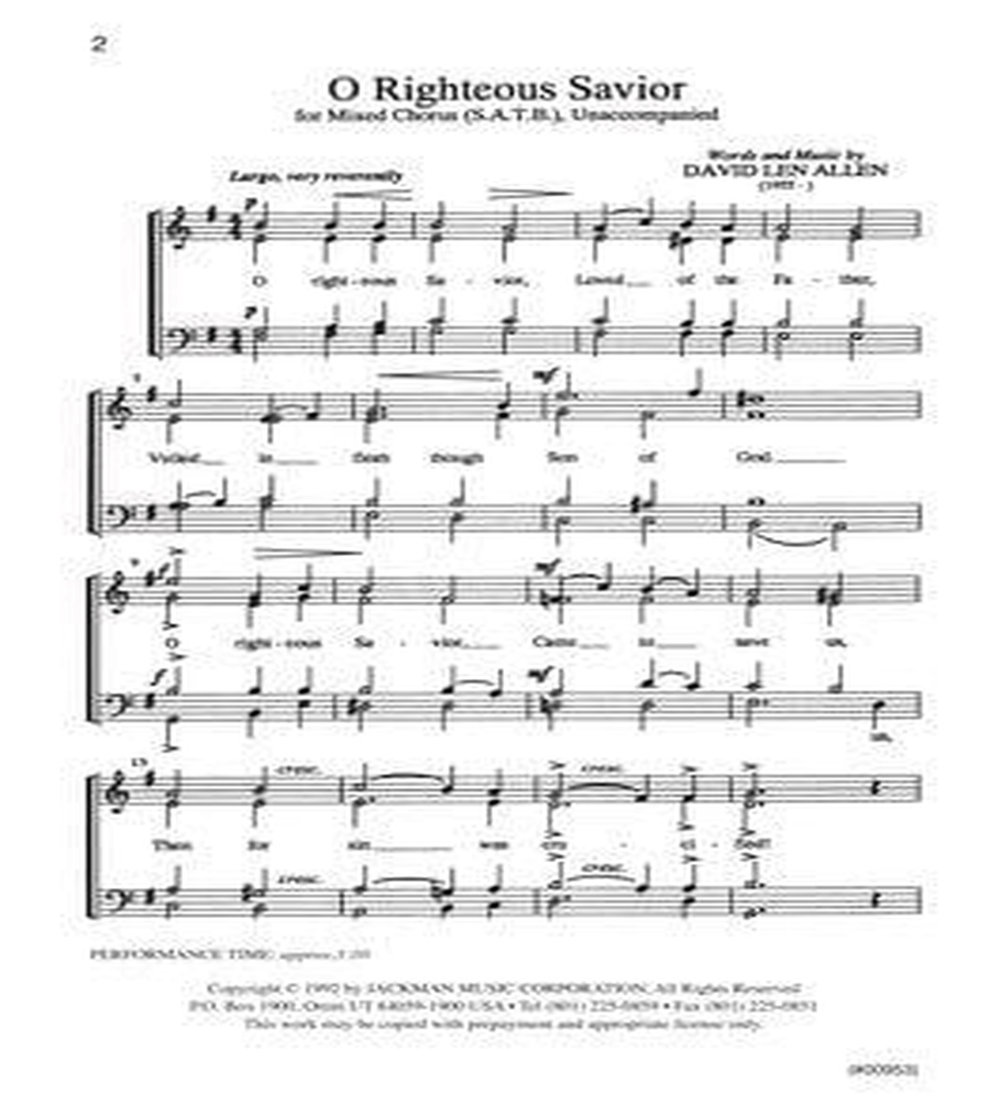 O Righteous Savior - SATB 4-Part scores gallery preview page 2