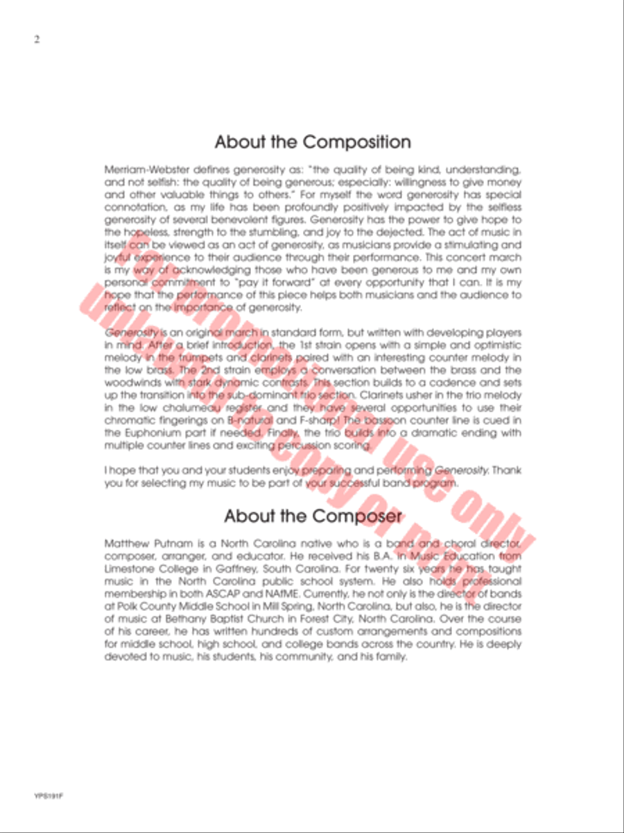 Generosity Concert Band scores gallery preview page 3