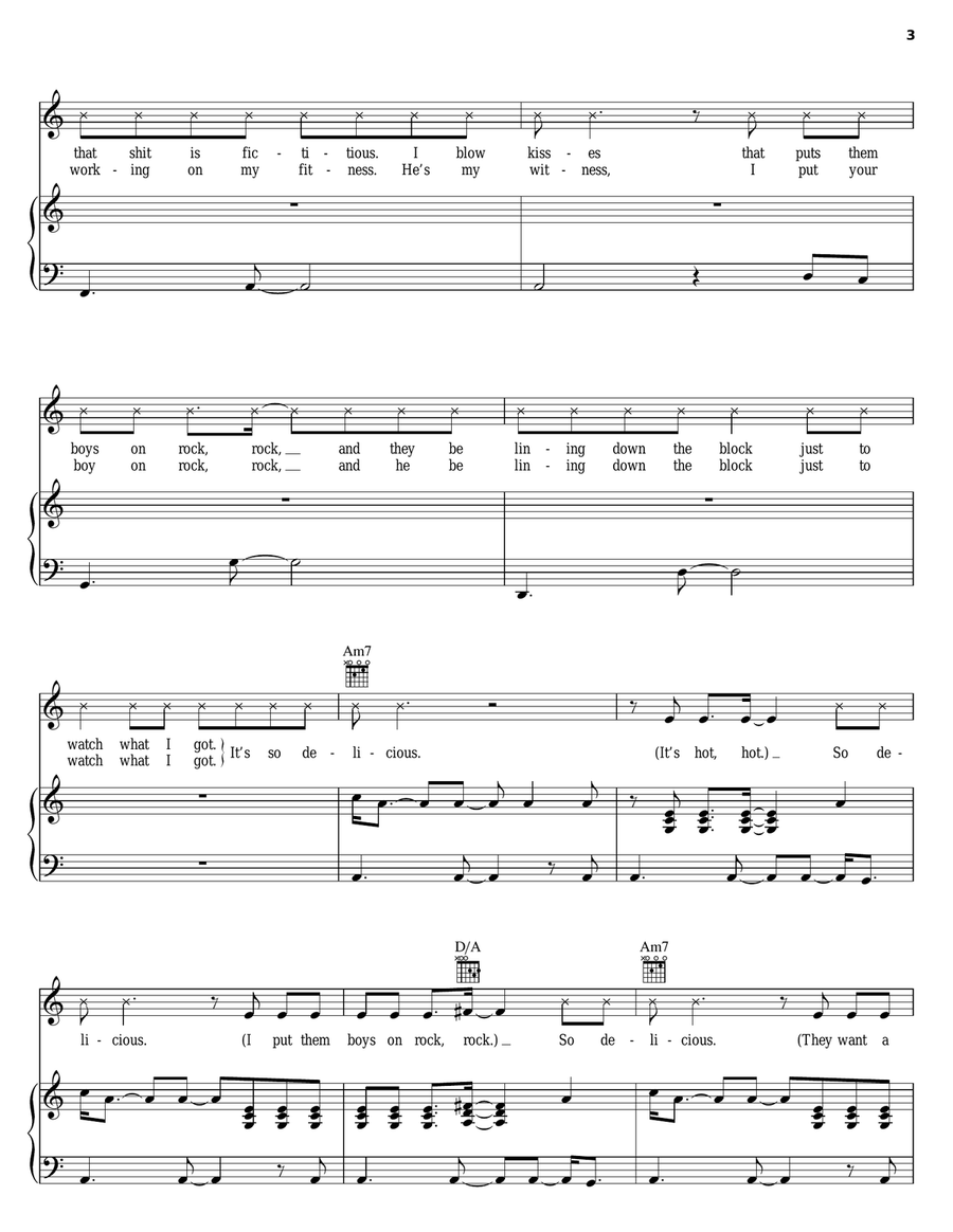 Fergalicious Piano, Vocal, Guitar scores gallery preview page 3