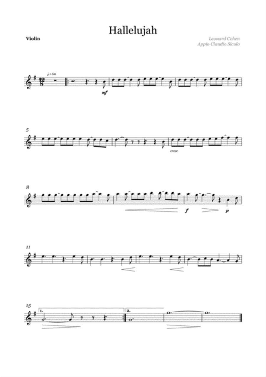 Hallelujah Hallelujah Violin Solo scores gallery preview page 4