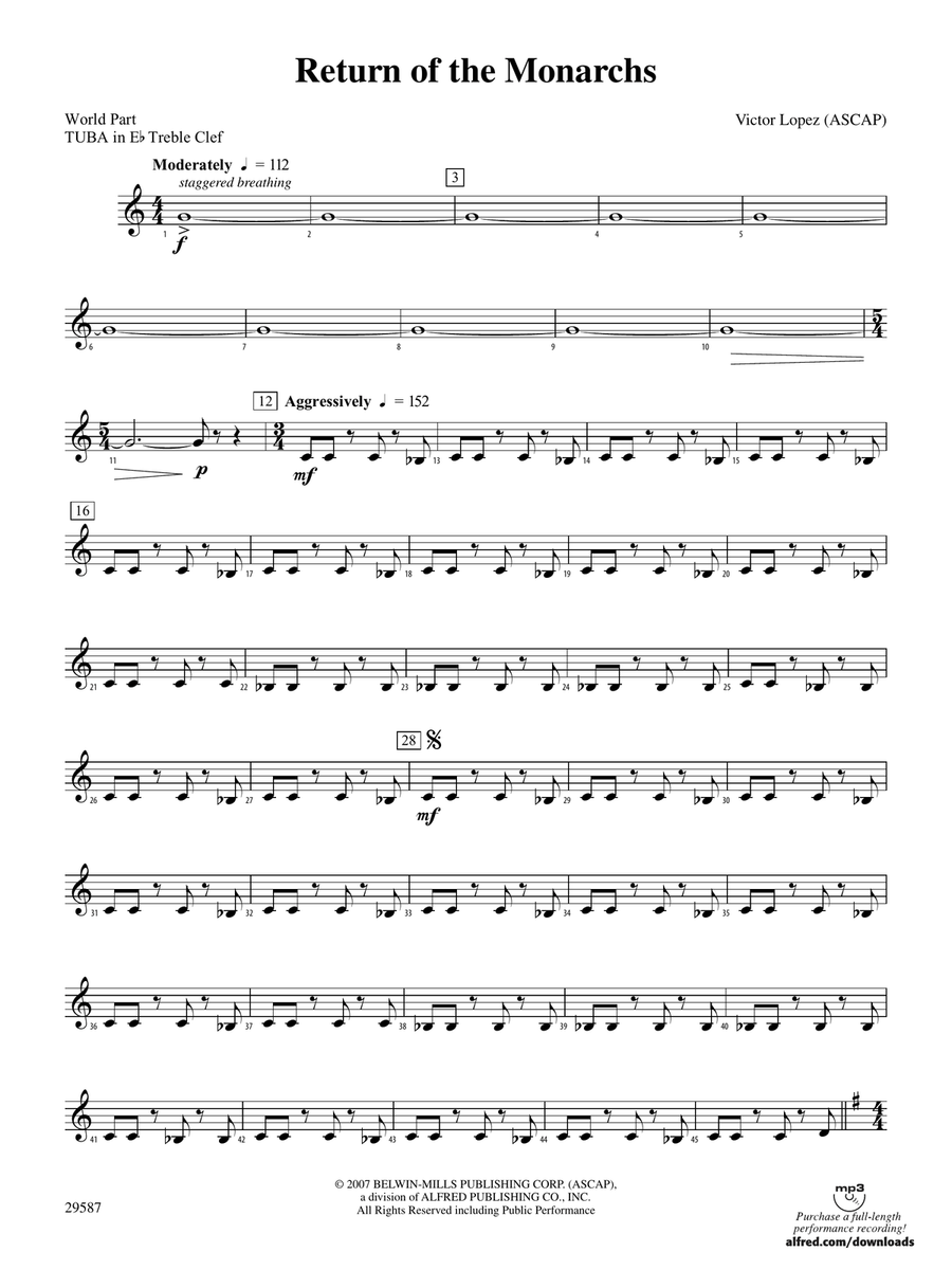 Return of the Monarchs: (World Part) E-flat Tuba T.C.