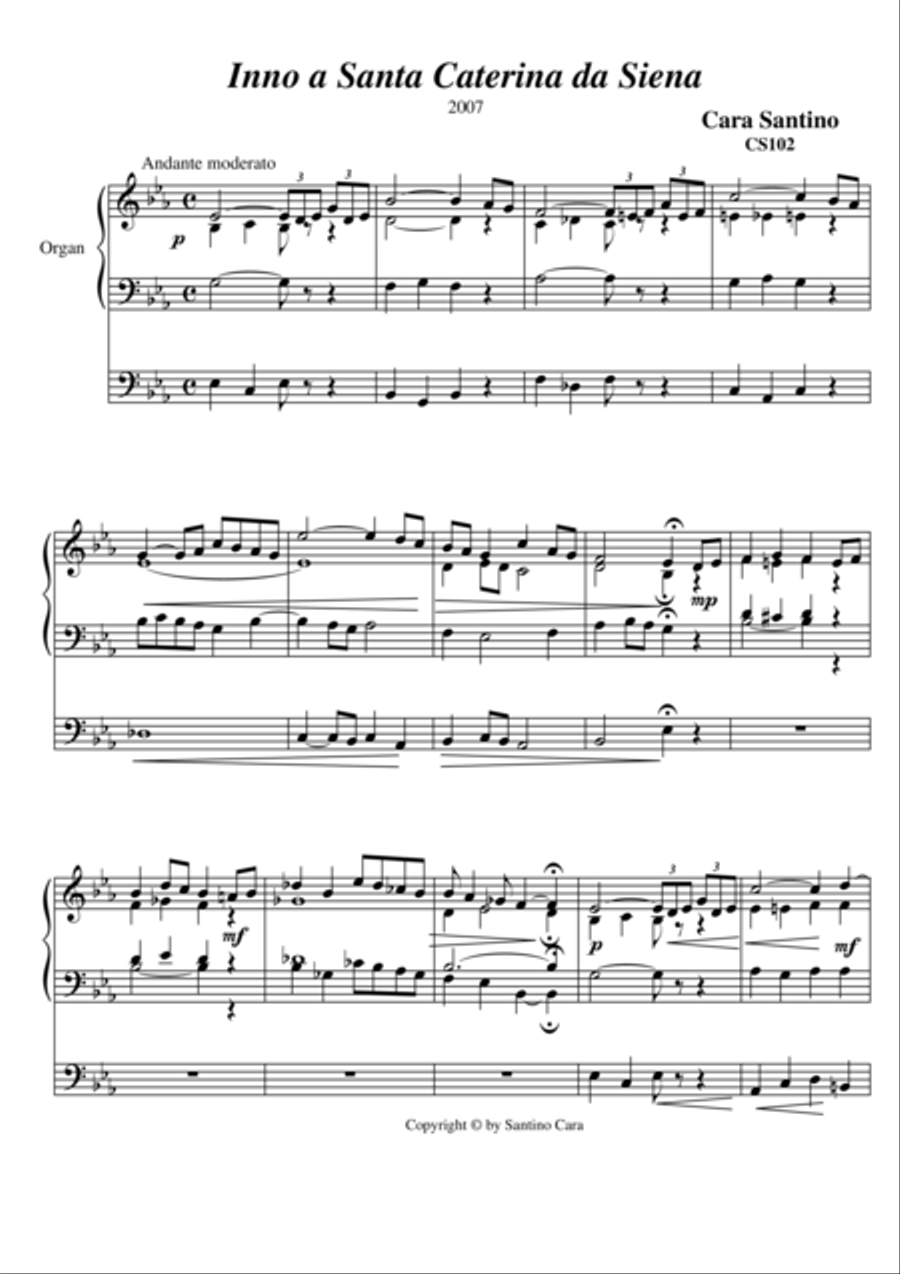 Hymn to St. Catherine of Siena for organ - CS102 Organ Solo scores gallery preview page 1