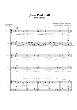 Jesus Paid It All - SATB Quartet or Choir (Piano Accompaniment + Chords)