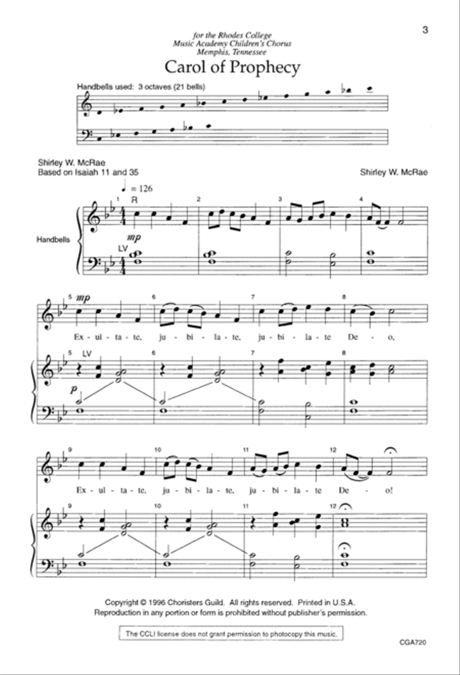 Carol of Prophecy Unison Choir scores gallery preview page 3