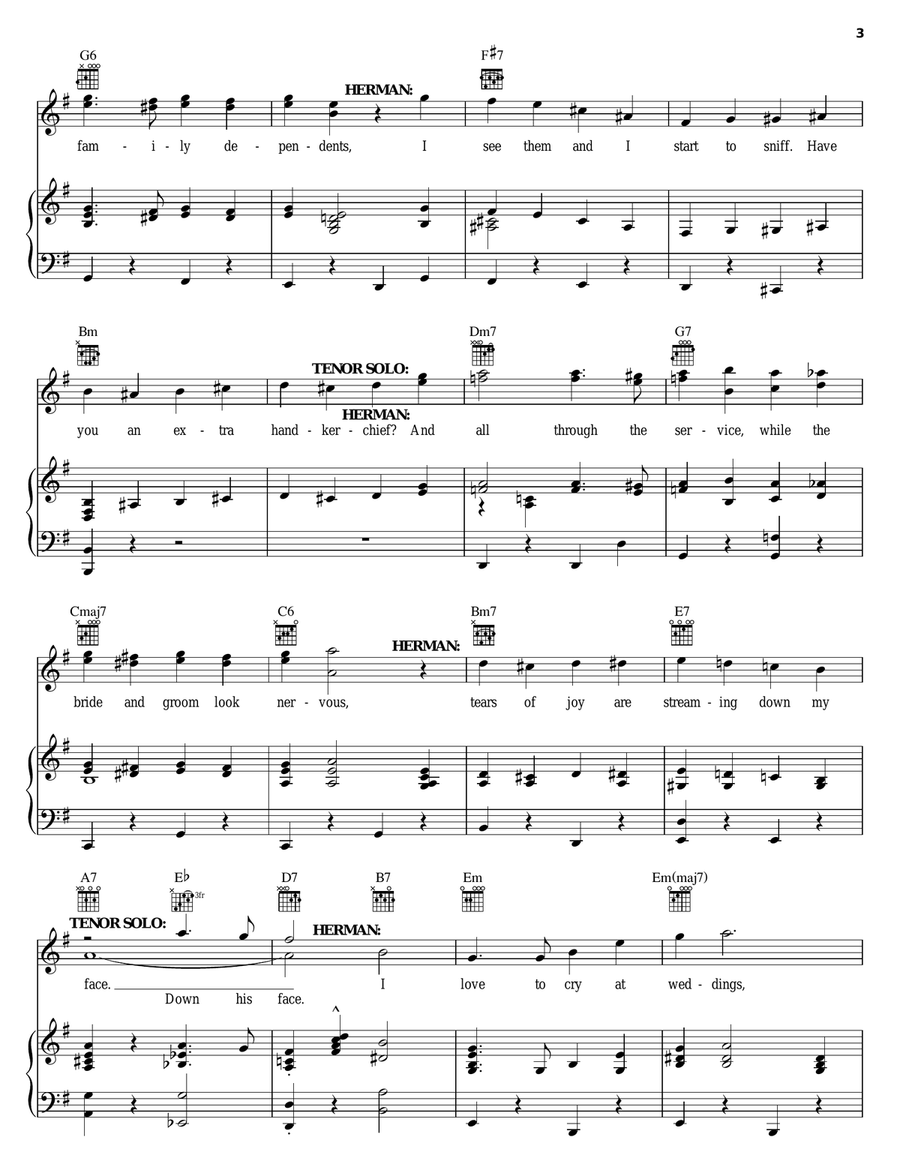 I Love To Cry At Weddings Piano, Vocal, Guitar scores gallery preview page 3