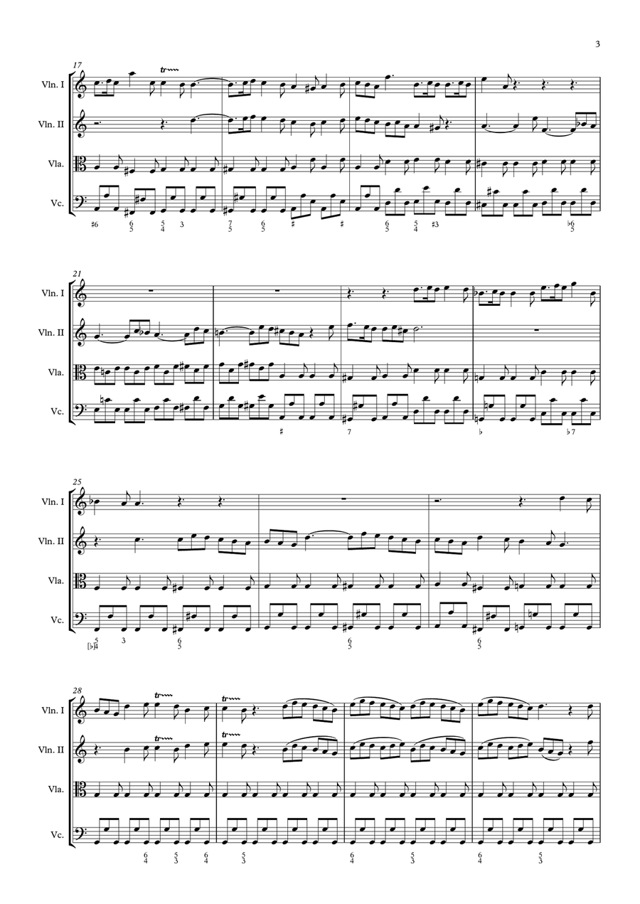 Vivaldi - RV 589, GLORIA - 6. Domine Deus, Rex Cœlestis, for string quartet String Quartet scores gallery preview page 3