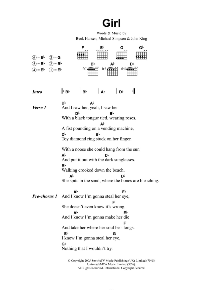 Girl Easy Guitar scores gallery preview page 1