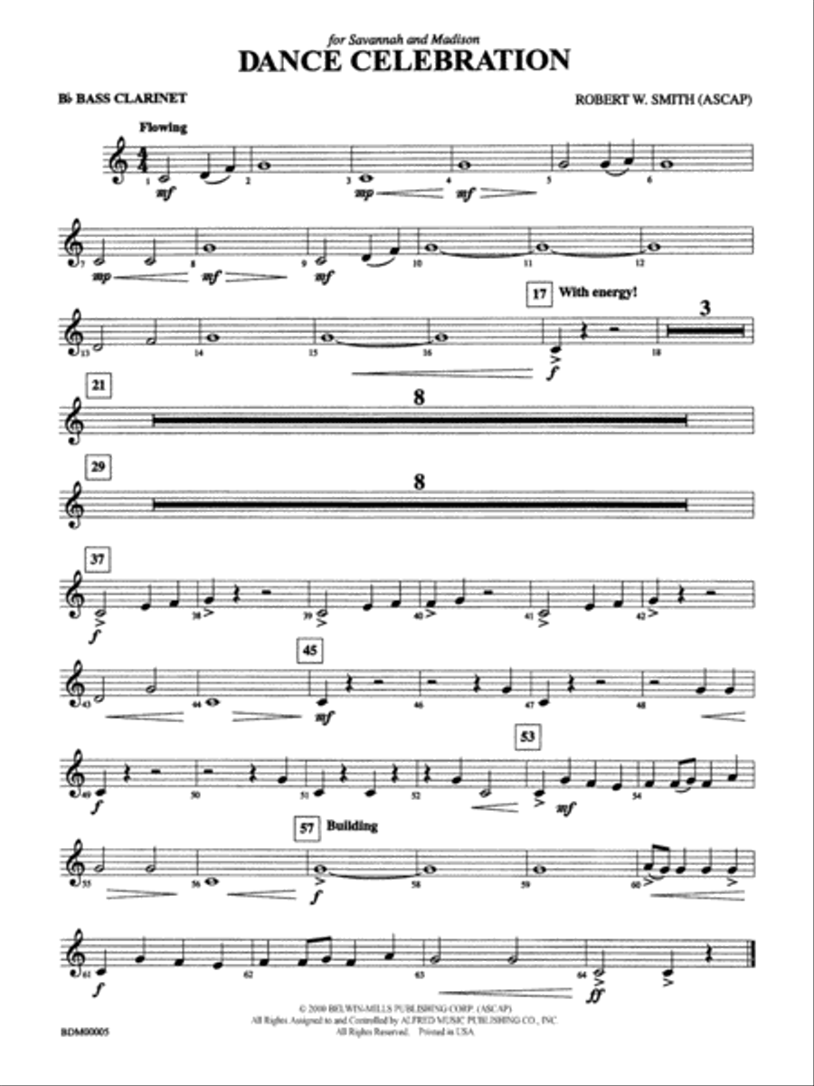 Dance Celebration: B-flat Bass Clarinet Concert Band scores gallery preview page 1