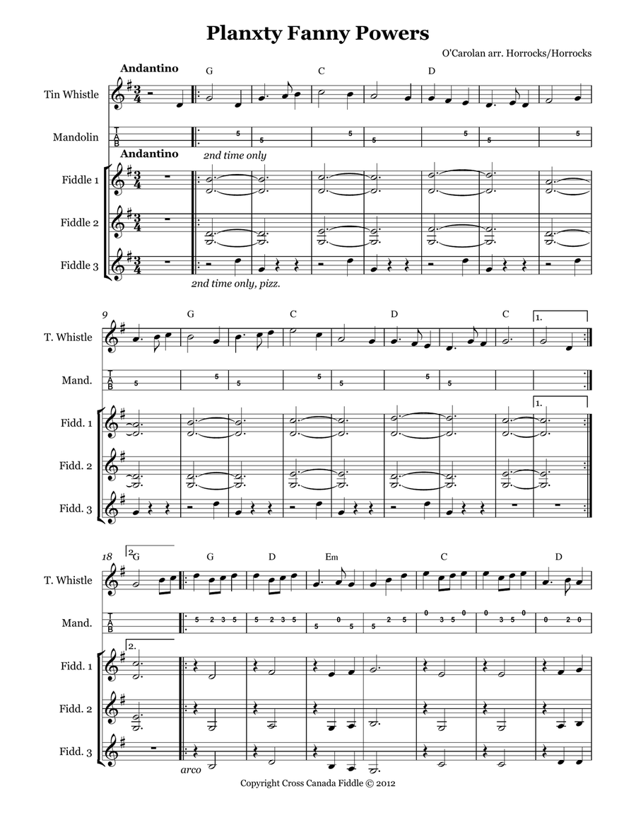 Planxty Fanny Powers Small Ensemble scores gallery preview page 1