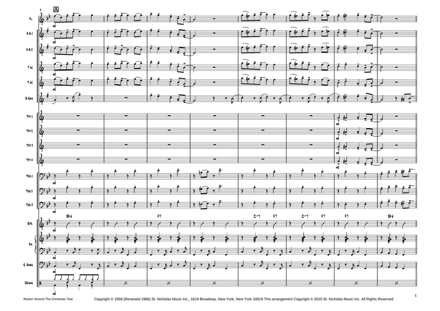 Rockin' Around The Christmas Tree - Score Only Jazz Ensemble scores gallery preview page 3