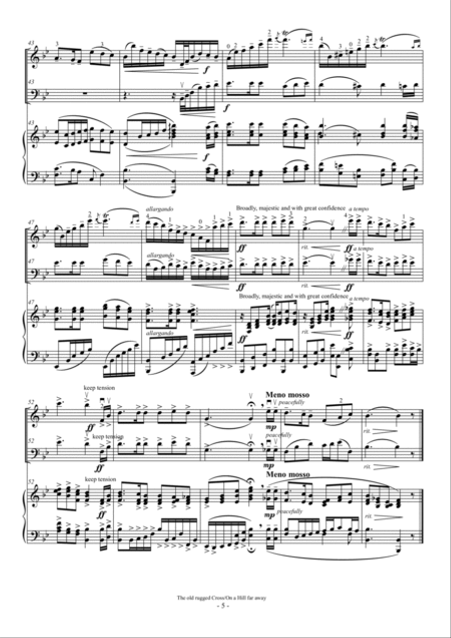 The old rugged Cross/On a hill far away (For Piano Trio) Piano Trio scores gallery preview page 5