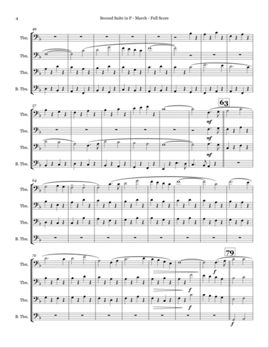 Second Suite in F - March - Trombone Quartet Trombone Quartet scores gallery preview page 4
