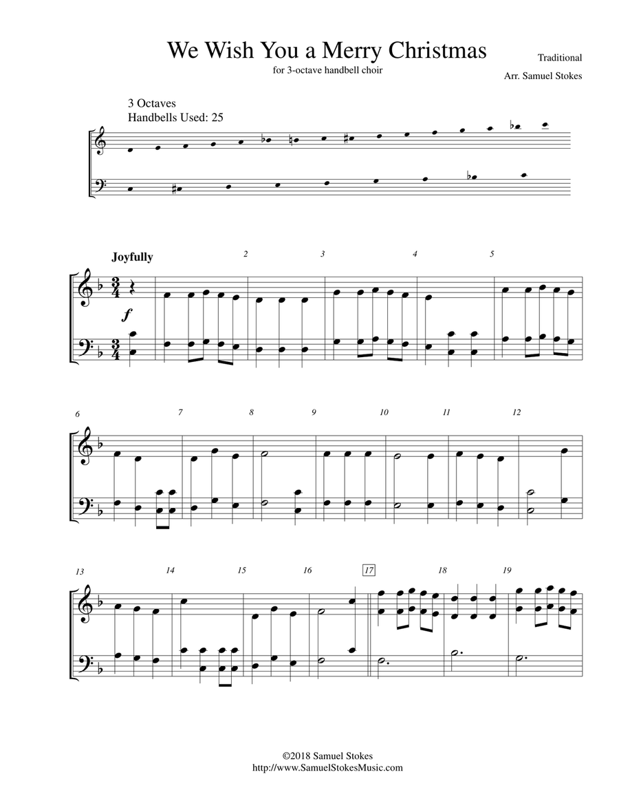We Wish You a Merry Christmas - for 3-octave handbell choir 3-Octaves scores gallery preview page 1