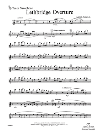 Lethbridge Overture: B-flat Tenor Saxophone
