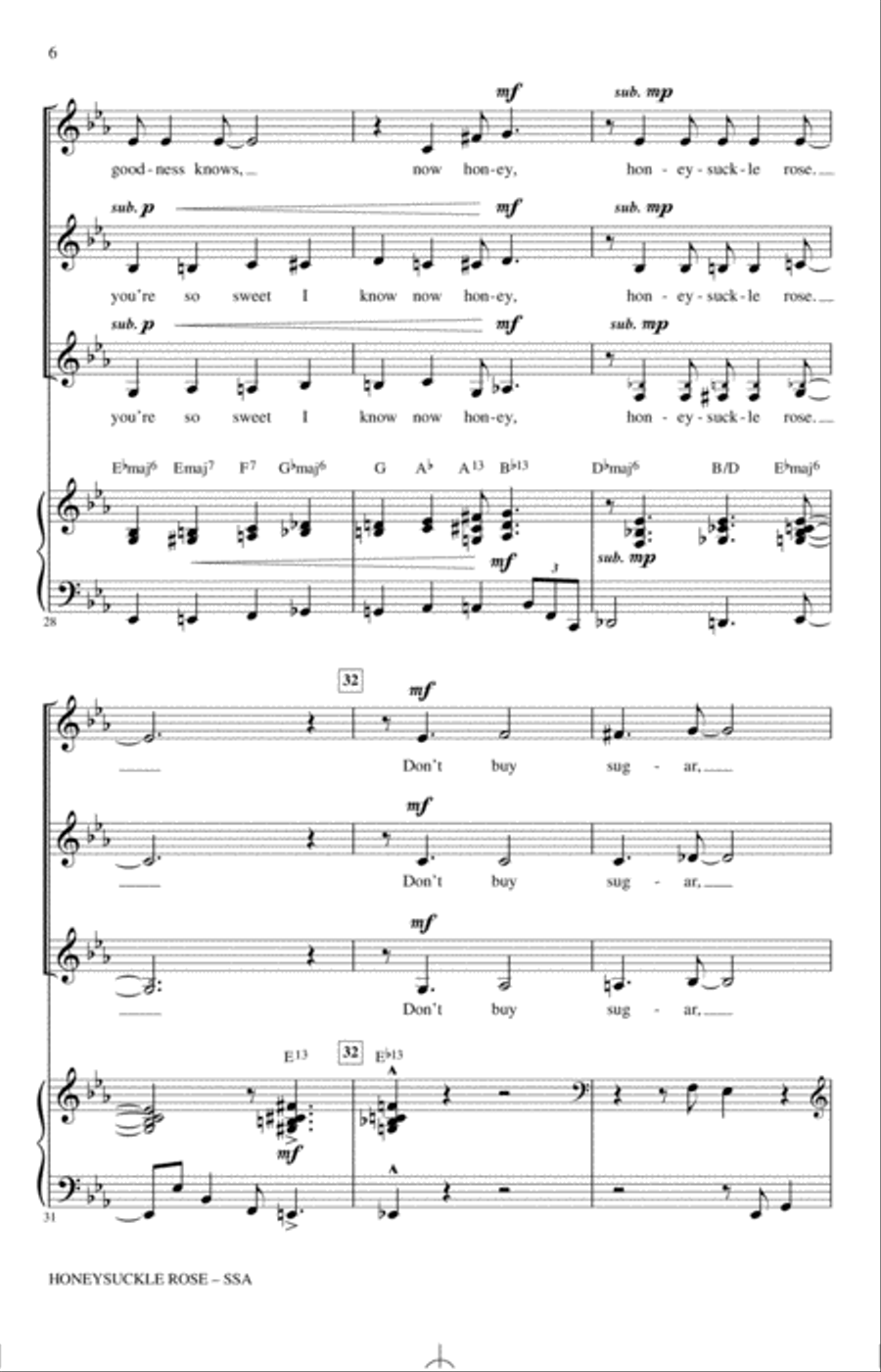 Honeysuckle Rose (arr. Darmon Meader) SSA scores gallery preview page 5