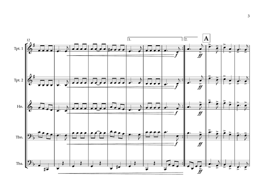 Katanga Provincial Anthem for Brass Quintet (1960-63) Brass Quintet scores gallery preview page 3