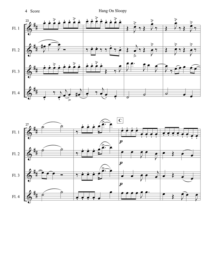 Hang On Sloopy Hang On Sloopy Woodwind Quartet scores gallery preview page 5