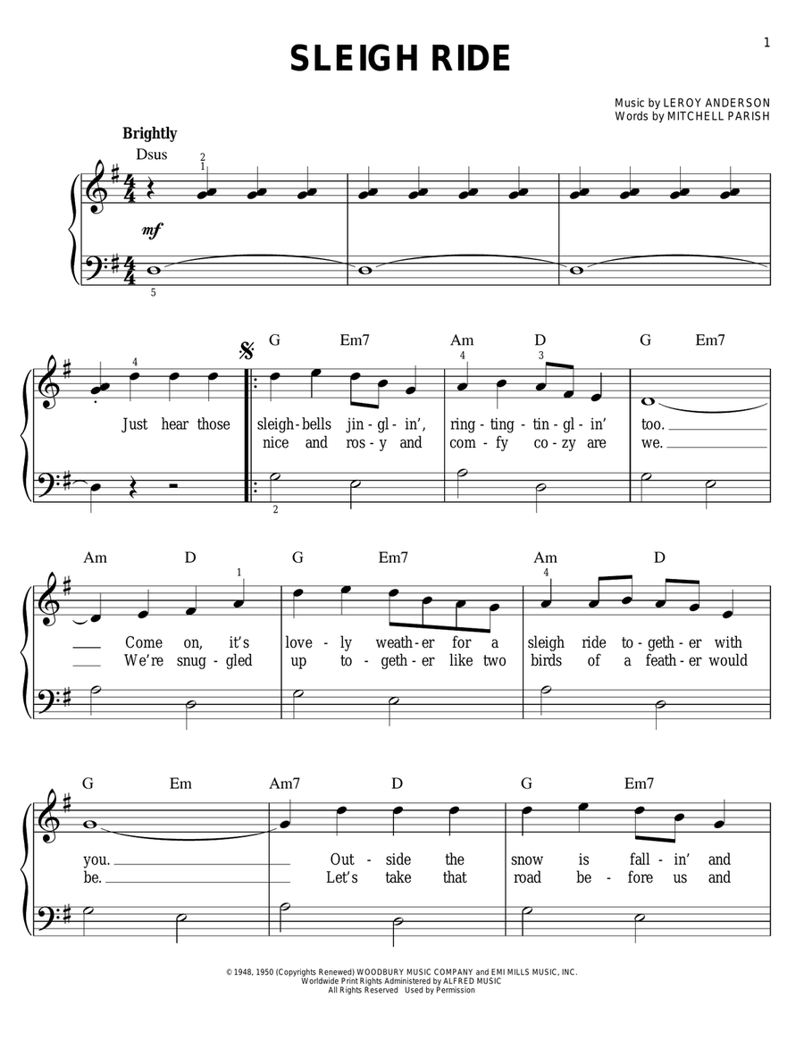 Sleigh Ride Easy Piano scores gallery preview page 1