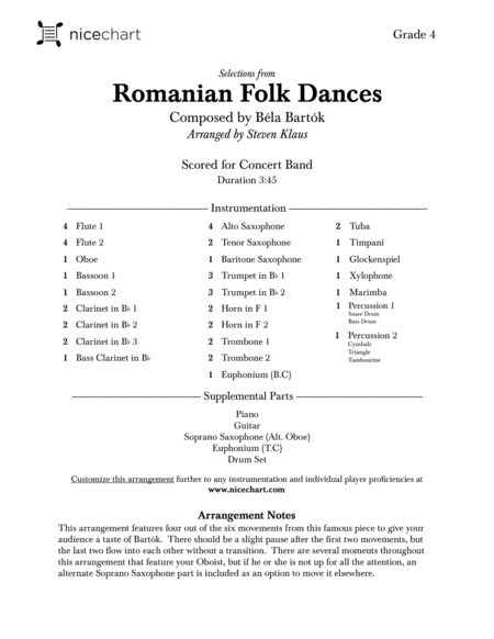 (Selections from) Romanian Folk Dances - Score & Parts image number null