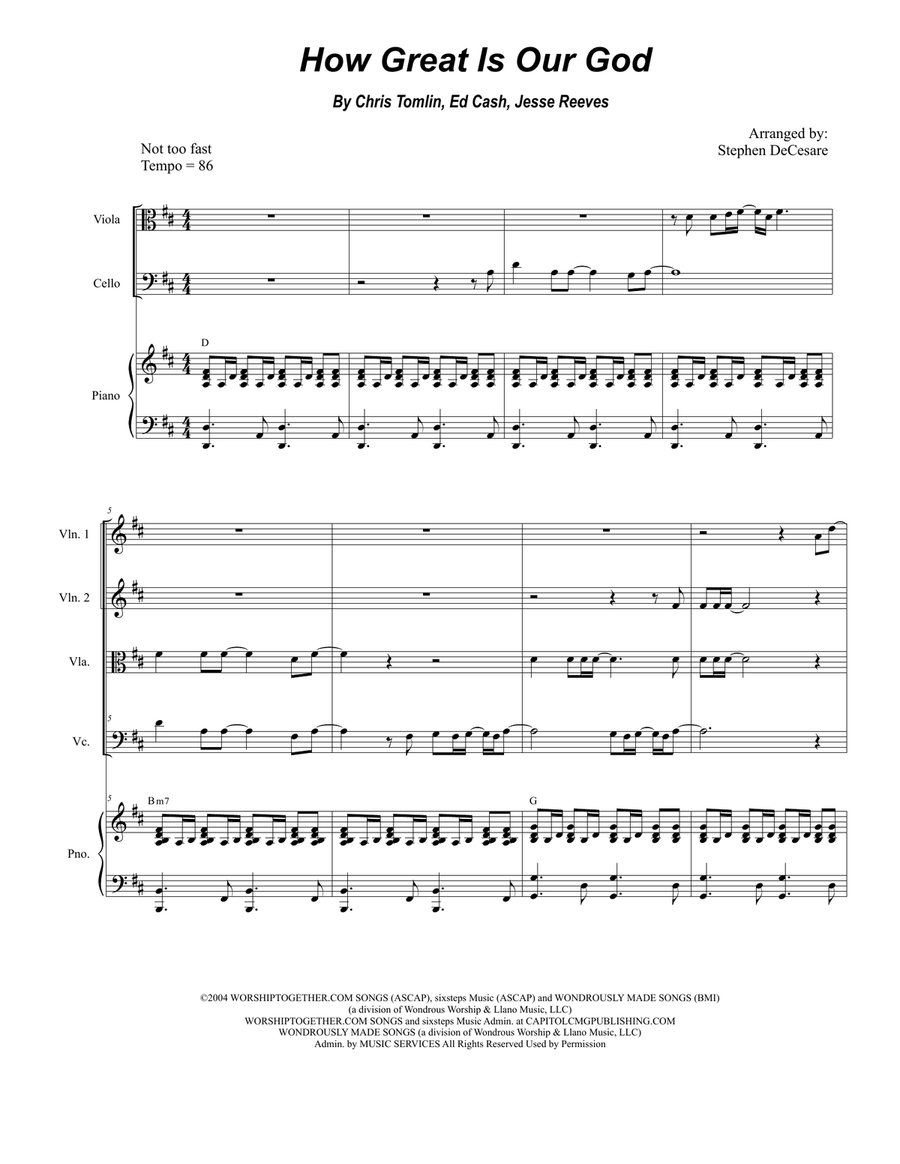 How Great Is Our God String Quartet scores gallery preview page 1