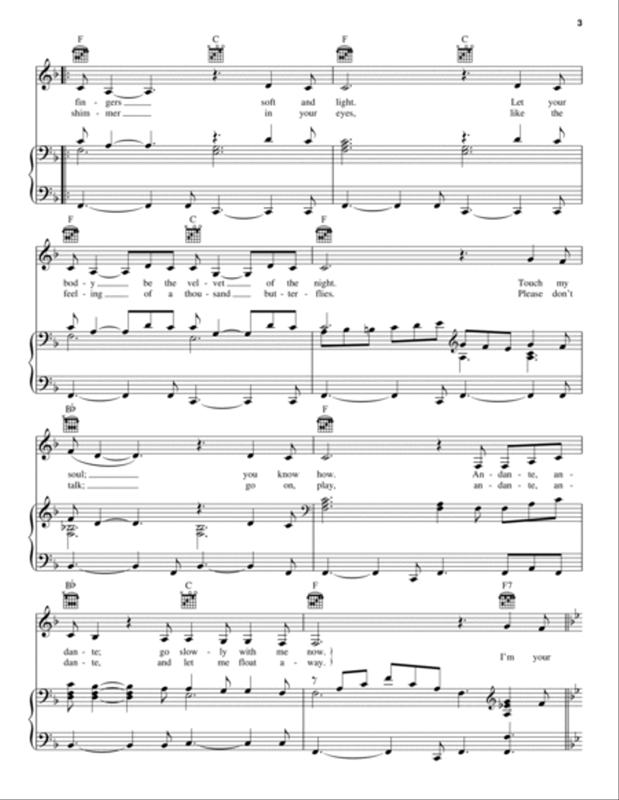 Andante, Andante (from Mamma Mia! Here We Go Again) Piano, Vocal, Guitar scores gallery preview page 3