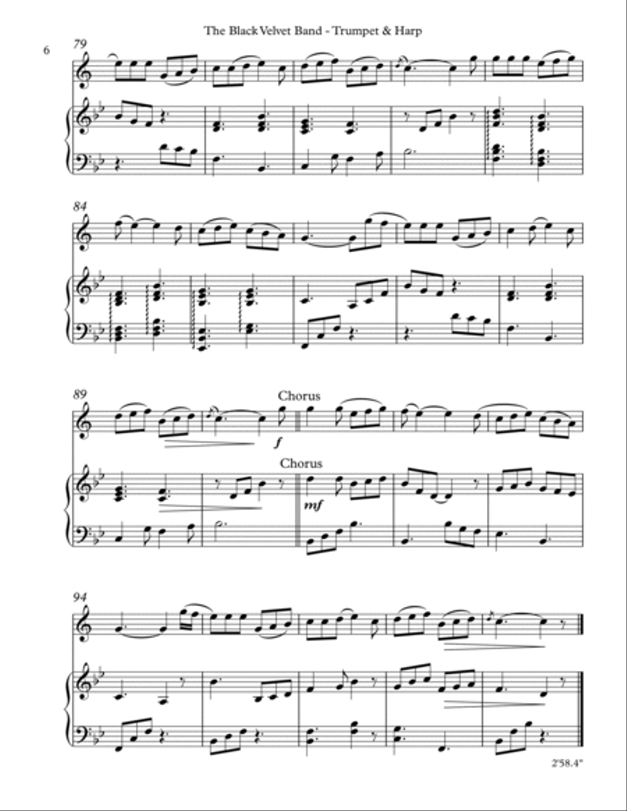 The Black Velvet Band, Duet for Bb Trumpet & Harp Trumpet Duet scores gallery preview page 6