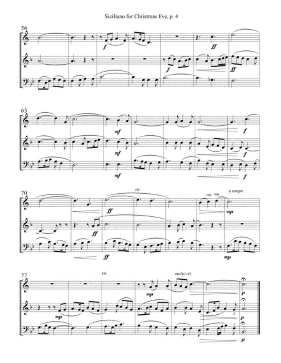 Siciliano for Christmas Eve - Brass Trio Brass Trio scores gallery preview page 4