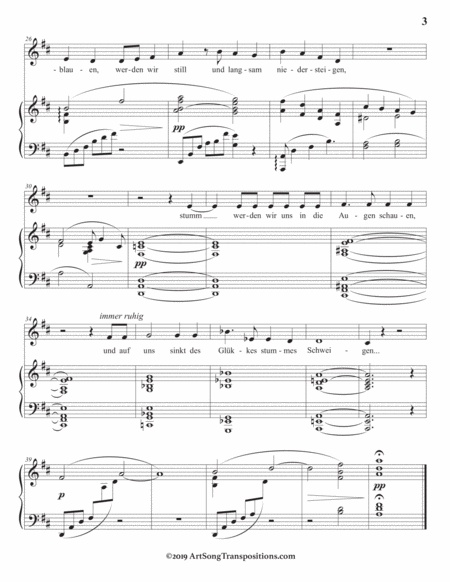Morgen, Op. 27 no. 4 (in 3 low keys: D, D-flat, C major)