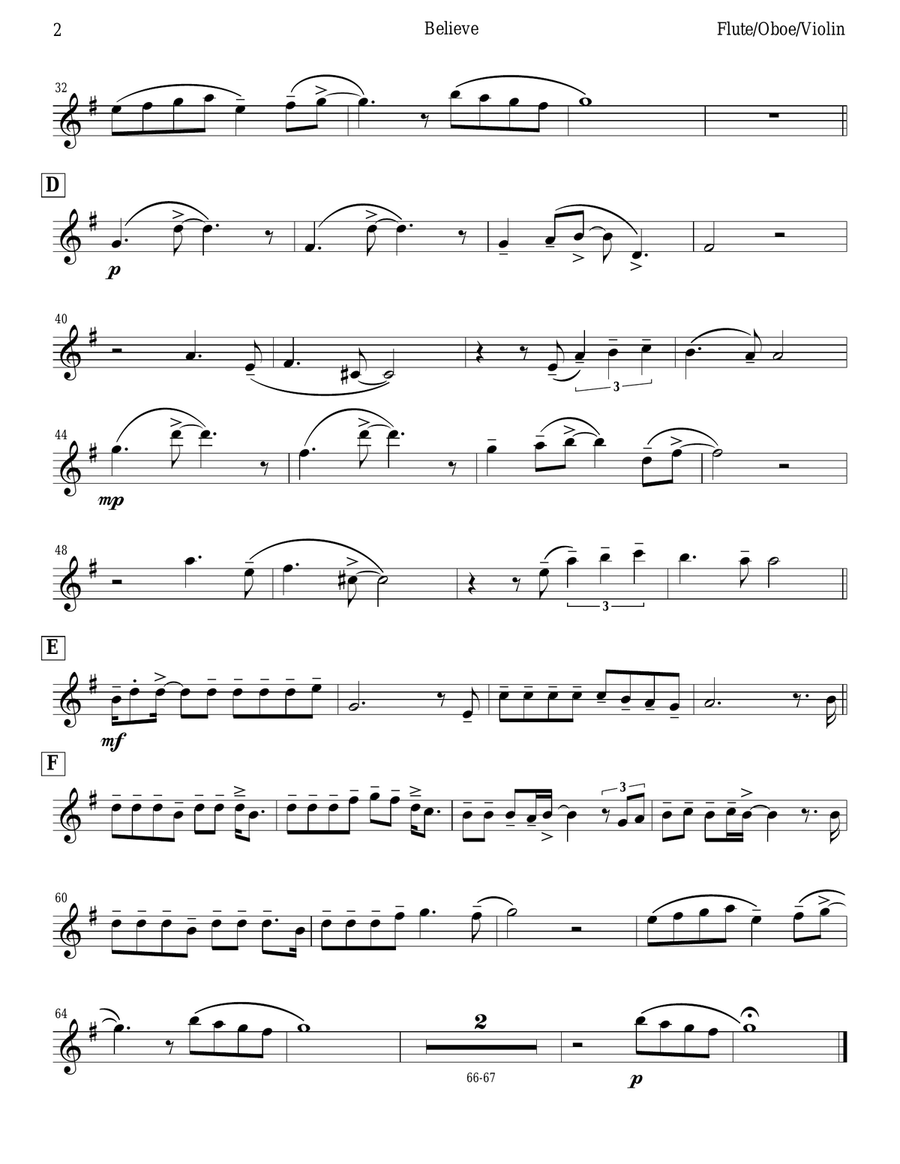 Believe Tenor Recorder scores gallery preview page 2