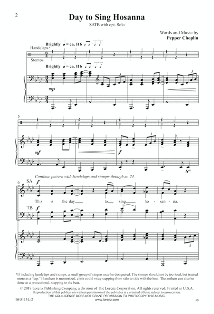 Day to Sing Hosanna Day to Sing Hosanna 4-Part scores gallery preview page 2