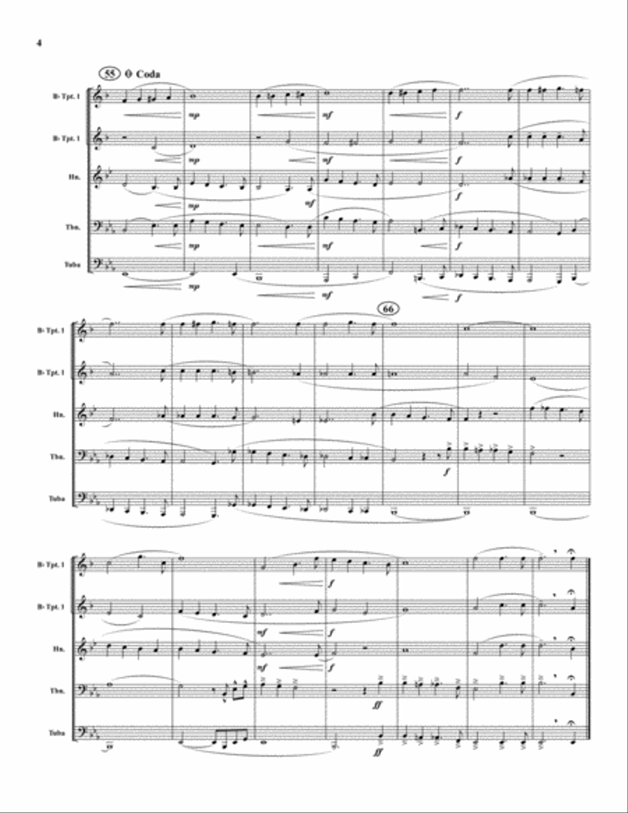 Elsa's Procession to the Cathedral Brass Quintet scores gallery preview page 4