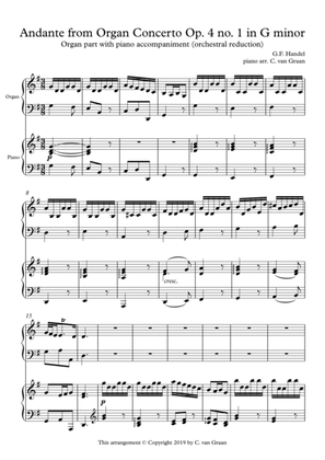 Book cover for Andante from Organ Concerto Op. 4 no. 1 (G.F. Handel) - Organ-piano duet