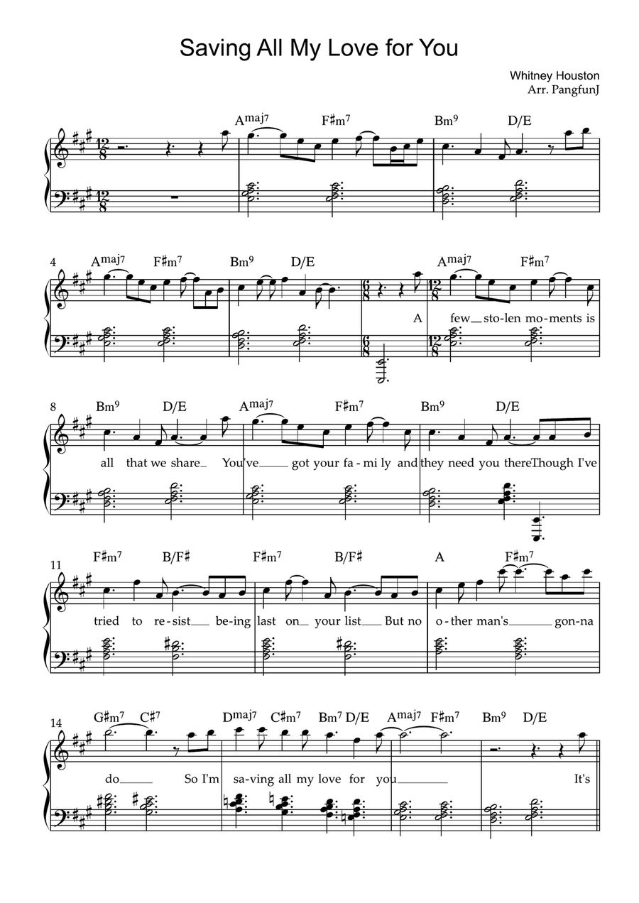 Saving All My Love For You Easy Piano scores gallery preview page 1