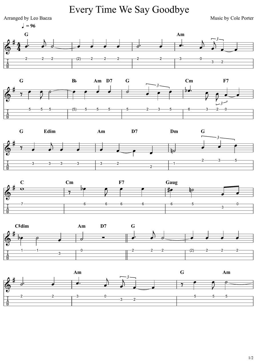 Every Time We Say Goodbye Ukulele scores gallery preview page 1