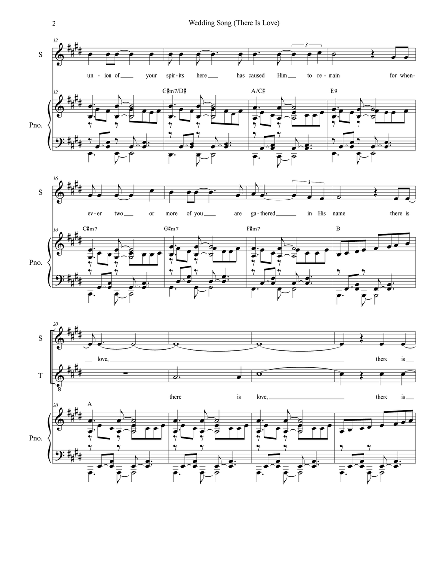 Wedding Song (There Is Love) Tenor Voice scores gallery preview page 2