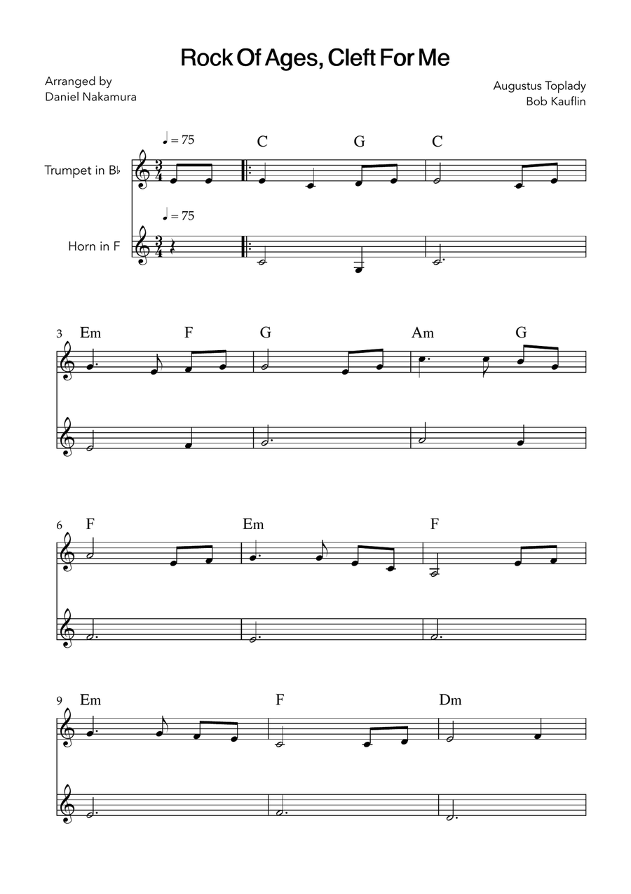 Rock Of Ages, Cleft For Me Brass Duet scores gallery preview page 1