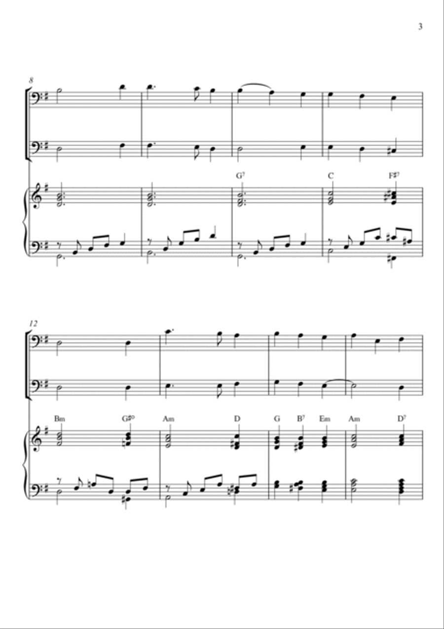 Traditional - Away in a Manger - (Trio Piano, Tuba and Violoncello) with chords Small Ensemble scores gallery preview page 3