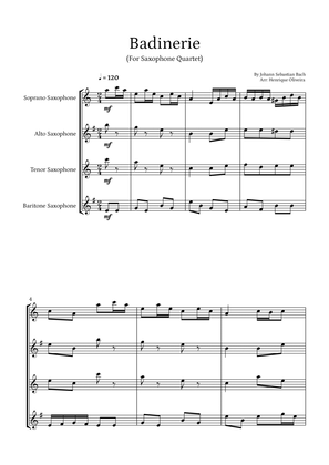 Badinerie by J. S. Bach (For Saxophone Quartet)