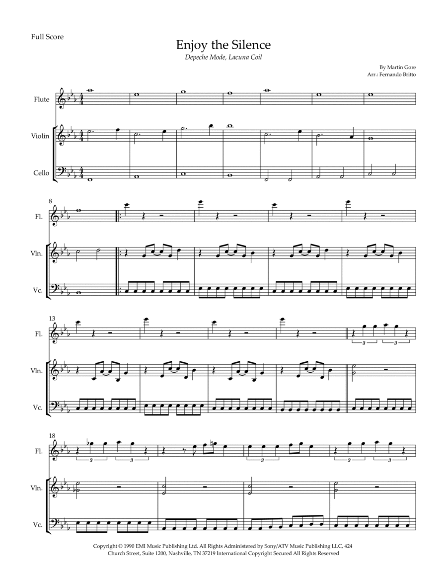 Enjoy The Silence Small Ensemble scores gallery preview page 1