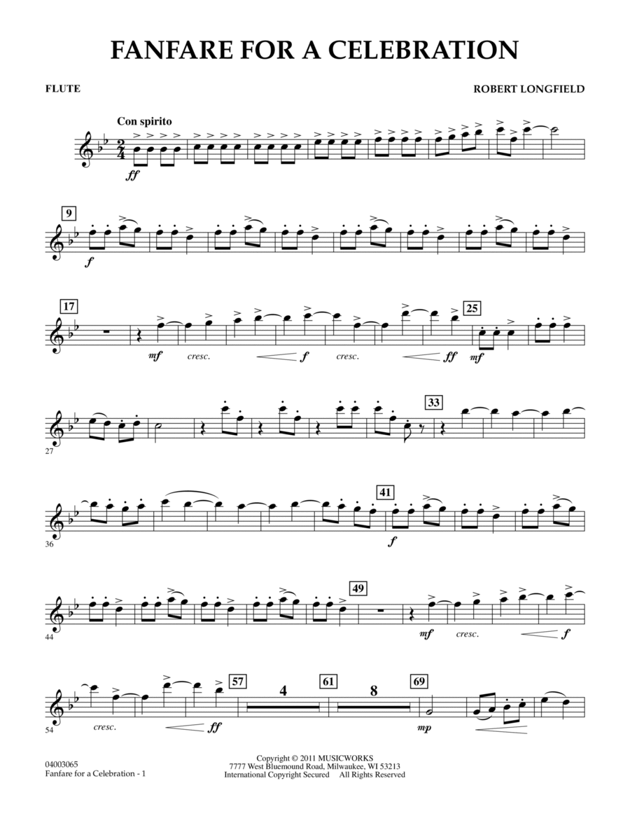 Fanfare For A Celebration - Flute Concert Band scores gallery preview page 1