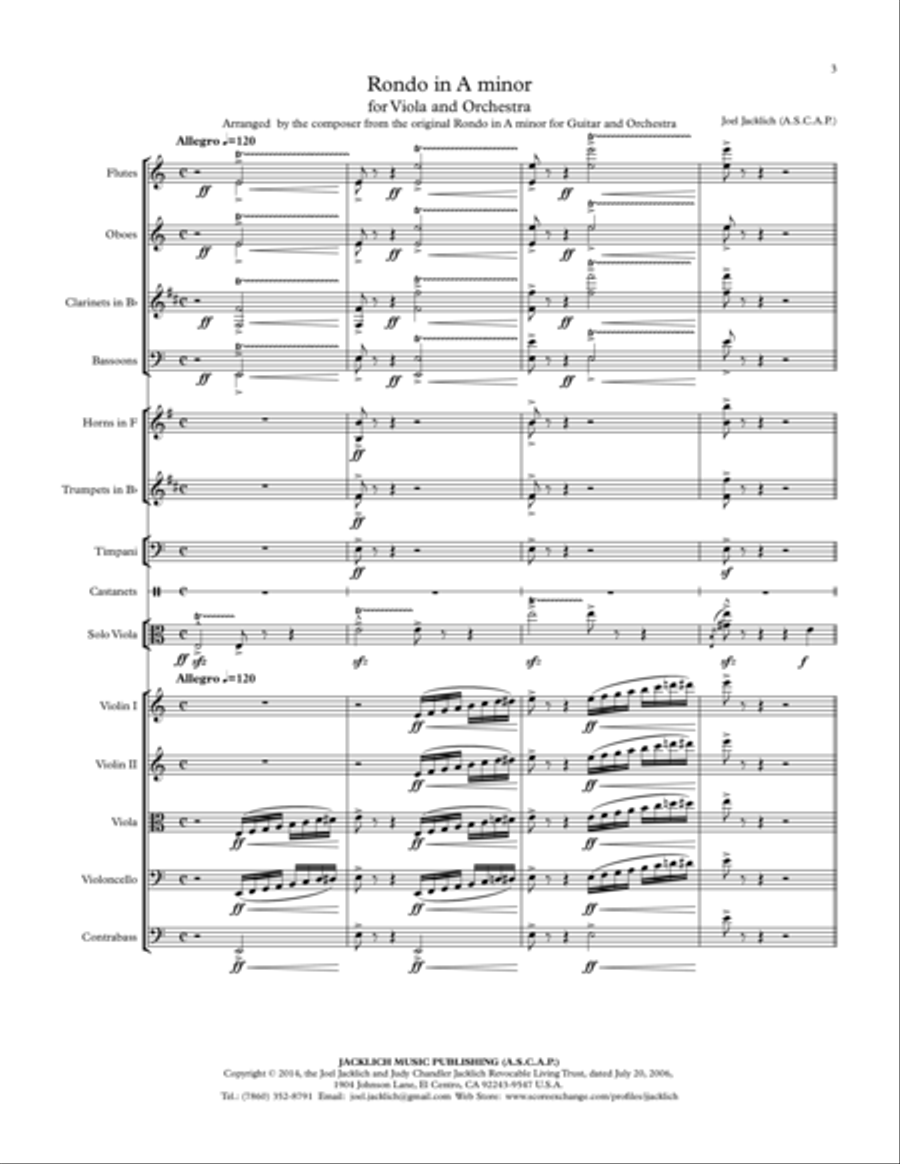 Rondo in A minor for Viola and Orchestra Chamber Orchestra scores gallery preview page 3