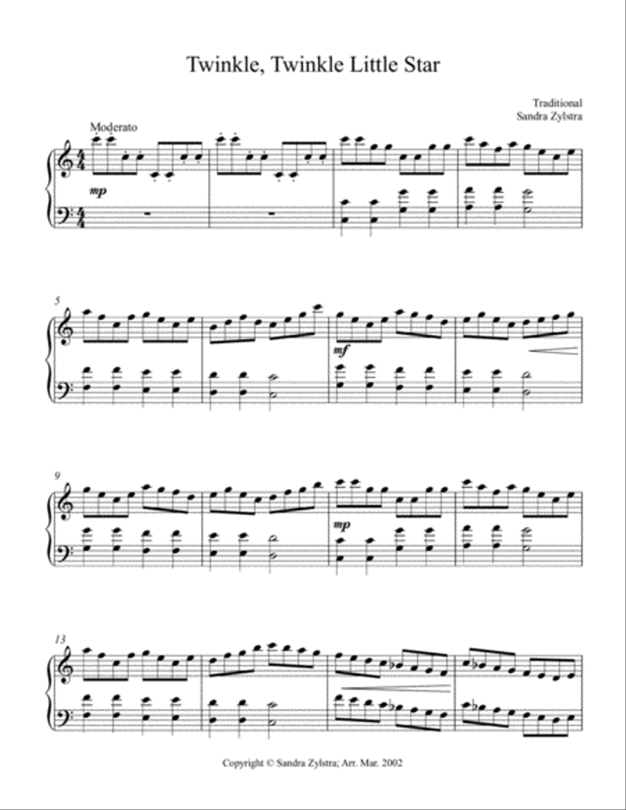 Twinkle, Twinkle Little Star (late intermediate piano solo) Piano Solo scores gallery preview page 2