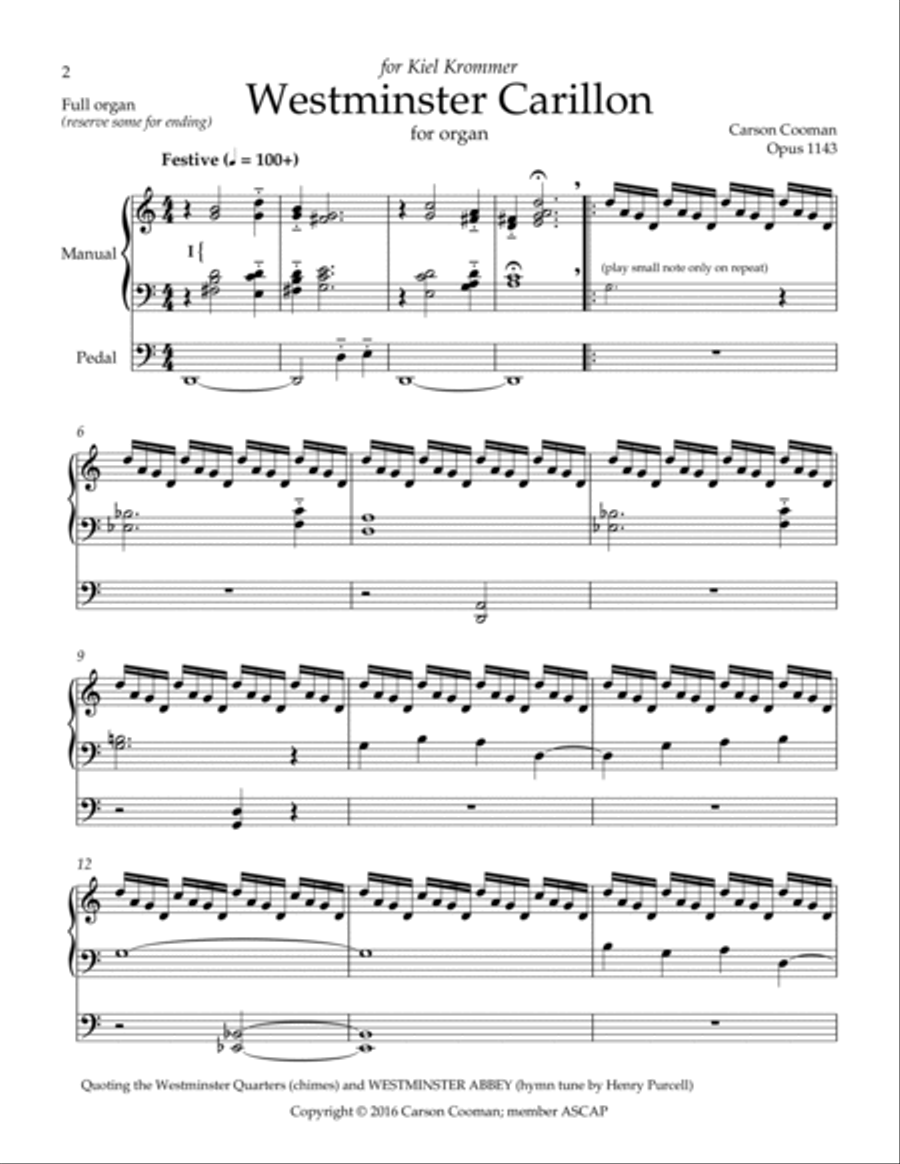 Westminster Carillon Organ Solo scores gallery preview page 2