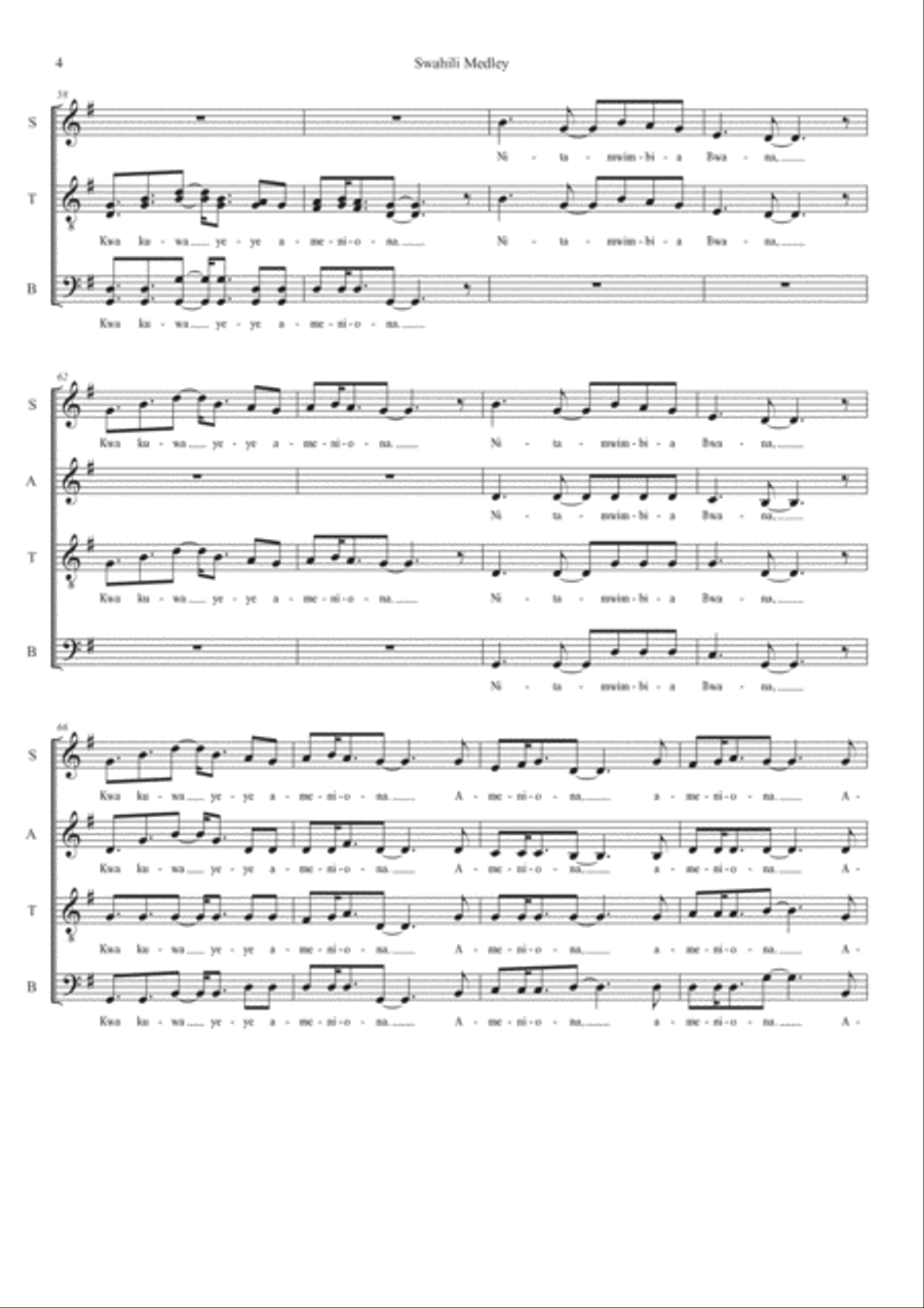 Cha Kutumaini Sina - Swahili Medley 4-Part scores gallery preview page 4