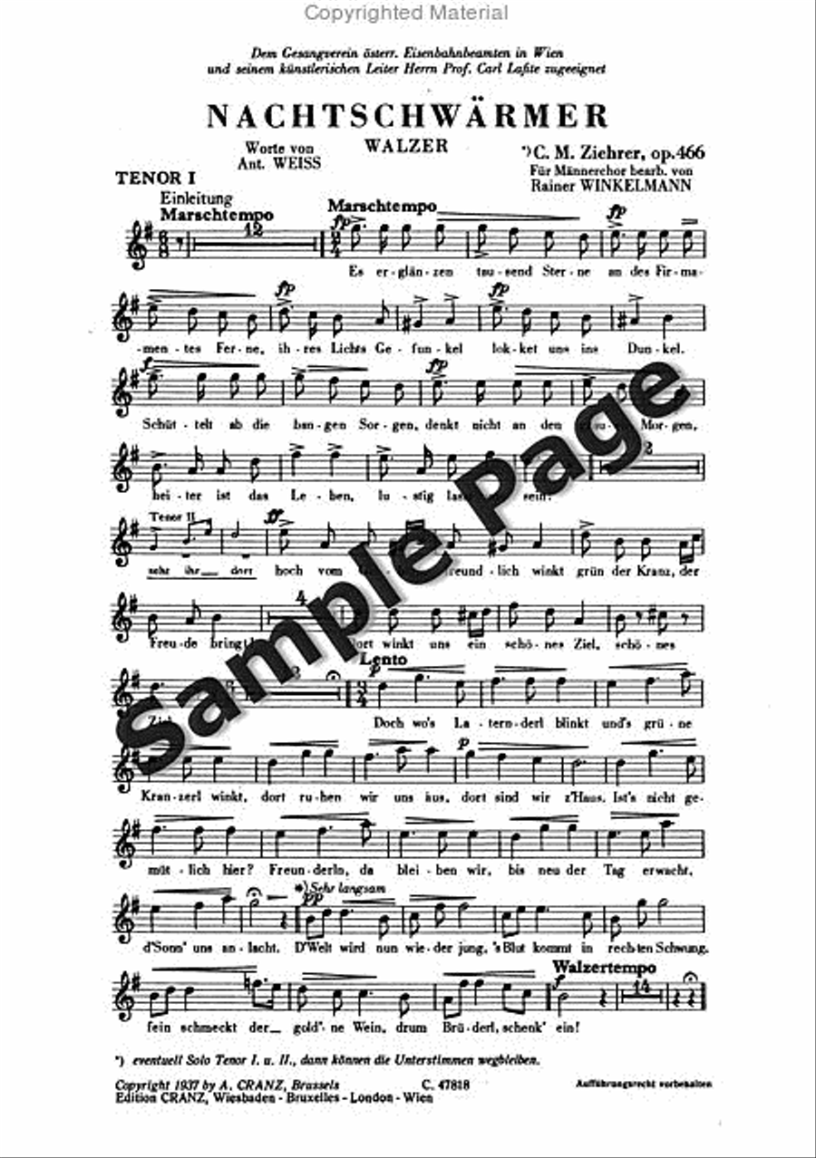 Ziehrer Cm Nachtschwaermer Op466 TTBB scores gallery preview page 2